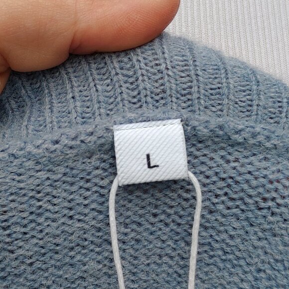 Blue Crewneck Pullover Sweater NWT Button Detail Front Solid - Picture 10 of 10